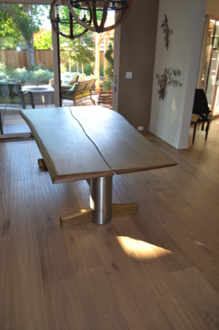 Large dining table of Chestnut and Stainless Large dining table of Chestnut and Stainless
